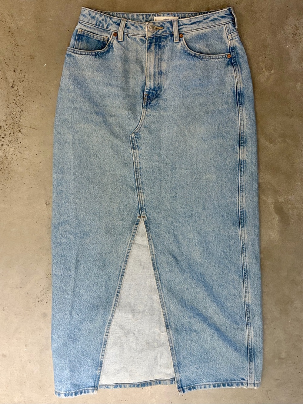 Light Blue Denim Maxi Skirt - MANGO
